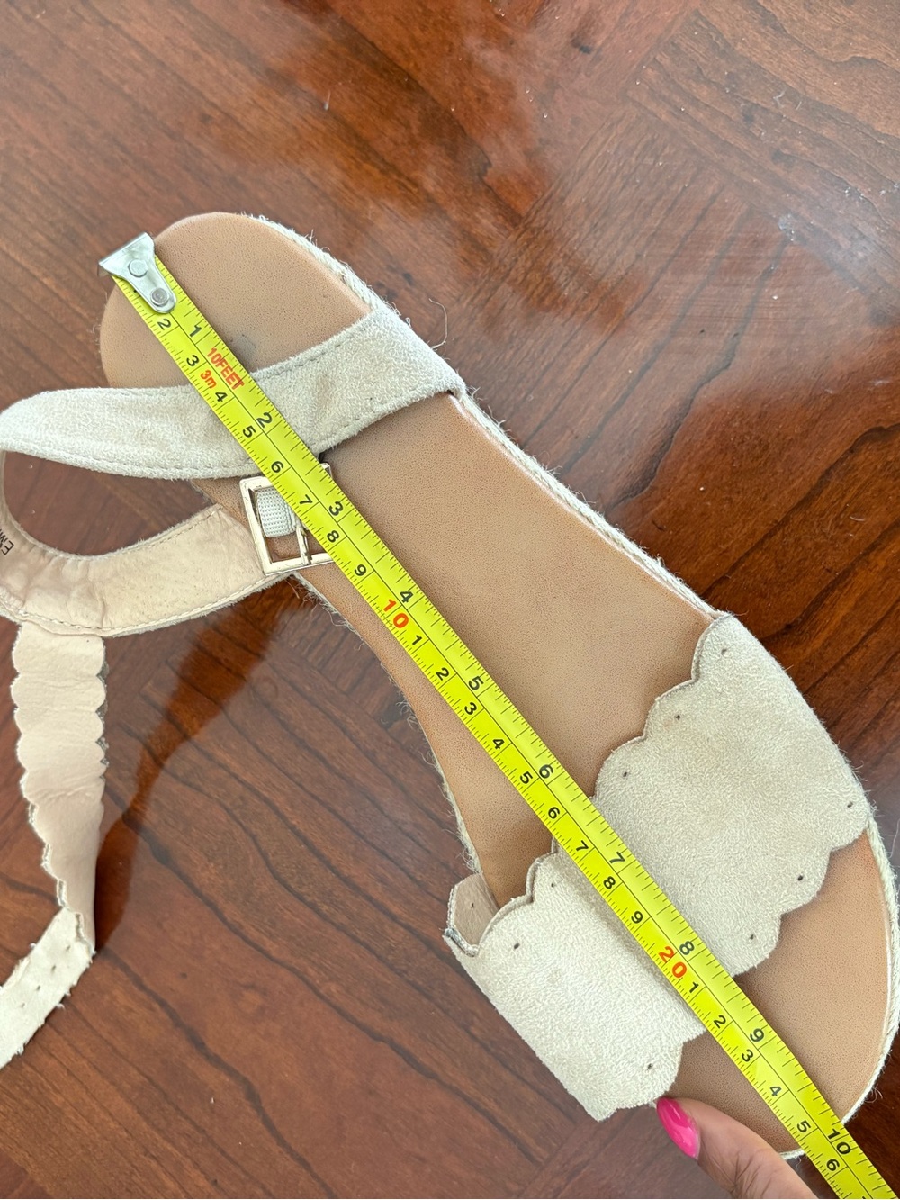 Women’s Cream Espadrille Platform Sandals with Scalloped Strap - Picture 8 of 8
